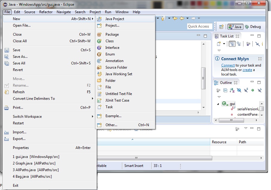 New Project in Eclipse 1